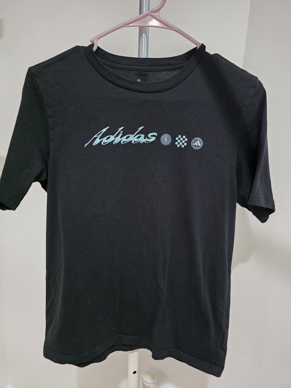 adidas Girls Football Helmet Graphic T-Shirt Black Size L 14 16